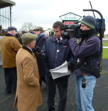 photo of Andy being interviewed at Sedgefield after another winner